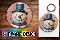 Winter Snowman Round Keychain Design Christmas PNG Product Image 1