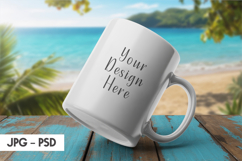Beach Scene Mug Mockup PSD Product Image 1