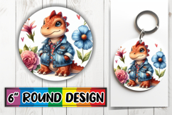 Blissful Keychain Round Style, Dino Product Image 1
