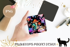 Celestial Mushrooms Magnet, Mushrooms Sublimation Design Product Image 1