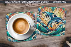 Dolphin Coaster Sublimation, Valentine Coaster PNG Design Product Image 1