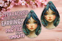 Stylish Teardrop Earrings Sublimation PNG , Fairy Product Image 1