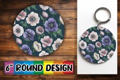 Radiant Circle Car Coasters, Flower Pattern Product Image 1