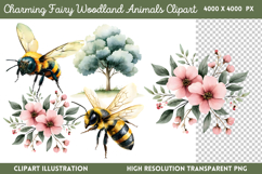 Charming Fairy Woodland Animals Clipart PNG Product Image 1