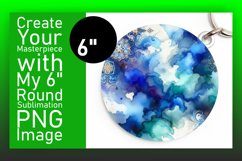 Whimsical Round Design Keychain Template , Watercolor Patter Product Image 1