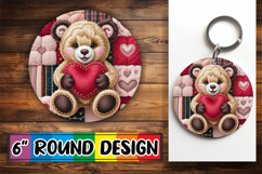 Blissful Round Keychains Sublimation, Valenines Animals Product Image 1