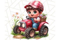 Kids Farm Clipart, Cute Farmer and Farm Animal PNG Product Image 5
