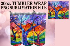 Colorful Stained Glass Tree Tumbler 20oz Wrap Design Product Image 1