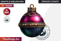 Christmas Baubles Clipart, Festive Holiday Ornaments PNG Product Image 1