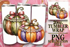 Joyful smiles 20oz tumbler wrap, Pumpkin Watercolor Product Image 1