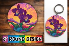Colorful Retro Bloom Keychain &amp; Coaster Variety Product Image 1