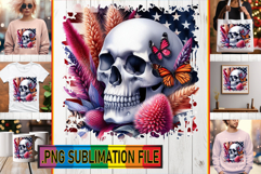 Cheerful Tote Bag Designs PNG, Skull USA Product Image 1