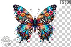 Vibrant Floral Butterfly Sublimation - Clipart PNG Design Product Image 1