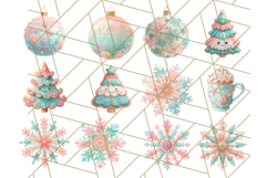 Coral and Aqua Christmas Clipart PNG, Pastel Holiday Art Product Image 2