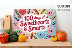 100 days of school Cutting Board PNG Design, Teacher PNG Product Image 1