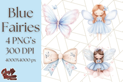 Pastel Blue Fairy Garden Clipart, Enchanted Cottagecore Png Product Image 1