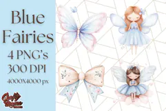 Pastel Blue Fairy Garden Clipart, Enchanted Cottagecore Png Product Image 1