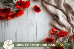 Wooden Table Background Mockup, Poppy Background Product Image 1