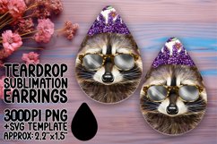 Raccoon &amp; Flower Sublimation Wrap for Teardrop Earrings Product Image 1