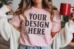 Christmas Bella Canvas 3001 Heather Peach Shirt Mockup ,Tran Product Image 1