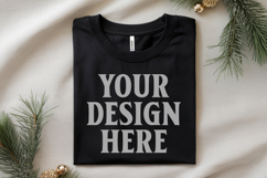 Christmas Bella Canvas 3001 Black Folded Tshirt Mockup Product Image 1