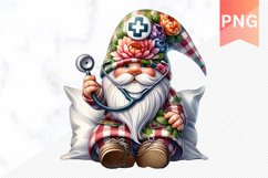 Floral Nurse Gnome Sublimation - Nurse Gnome Sublimation Product Image 1