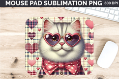 Watercolor Cat Mouse Pad Sublimation - Valentines PNG Design Product Image 1
