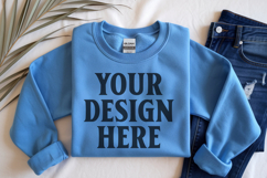 Carolina Blue Gildan 18000 Folded Flat Lay Mockups Product Image 1