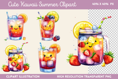 Cute Kawaii Summer Clipart PNG Product Image 1