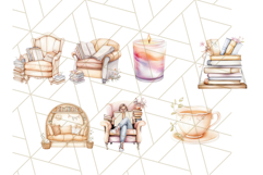 Cozy Book Lover Clipart PNG, Reading Aesthetic Graphics Product Image 9