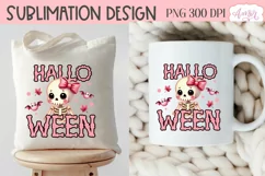 Pink Halloween sublimation PNG | Cute skeleton shirt PNG Product Image 4