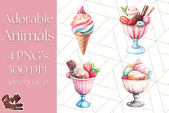 Pastel Sweet Treats Clipart, Ice Cream, Cakes, Donuts Png Product Image 1