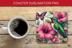 square coaster - floral hummingbird Product Image 1