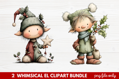 Whimsical Elf Clipart | Cute Christmas Elf PNG Illustration Product Image 1