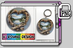 Rustic Vistas: Heart Frame Sublimation PNG Product Image 1