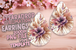 Vibrant Teardrop Earrings Artwork PNG , Autumn Flower Product Image 1
