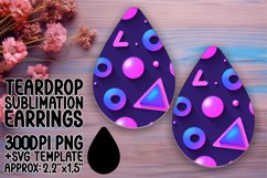 Neon Harmony Teardrop Earring Sublimation Design Product Image 1