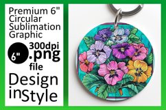 Circle Sublimation Round Keychain Design Vibrant Floral Product Image 1