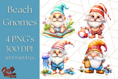 Cute Beach Gnome PNG, Summer Gnome Clipart, Digital Art Product Image 1