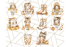 Pumpkin Spice Chibi Girls, Fall Accessories PNG, Cozy Autumn Product Image 2