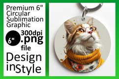 Cat Lover&#039;s Joyful Circle Design Keychain Product Image 1