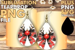 VIBRANT Teardrop Earrings Design PNG, Christmas Bow Product Image 1