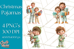 Christmas Pajamas Clipart PNG, Holiday PJ Illustration Product Image 1