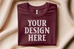 Gildan 64000 Maroon Folded Tshirt Mockup Product Image 1