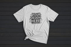 Dark Wood Flatlay T-Shirt Mockup PSD JPG Product Image 1