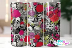 Punk Rock Floral Collage 20 oz Skinny Tumbler Wrap Product Image 1