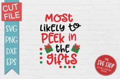 Most Likely To Peek In The Gifts| Funny Christmas T-shirt Product Image 1