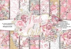 Watercolor Pink and Gold digital paper pack Product Image 1