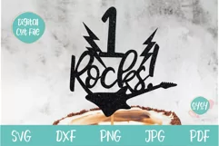 1st Birthday Cake Topper SVG | 1Rocks SVG for Boy Birthday Product Image 1