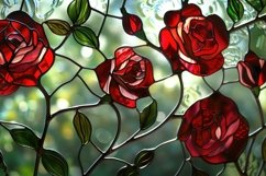 Stained Glass Roses Background Wallpaper Product Image 1